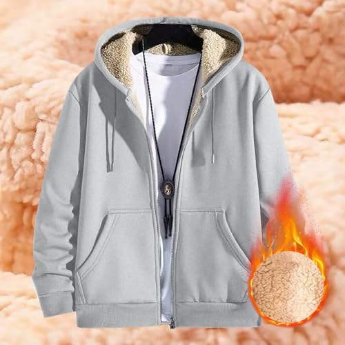 Mens Sherpa Lined Hoodie Full-Zip Thermal Fleece Hooded Winter Warm Casual Sweatshirt2