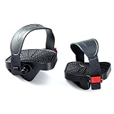 1 Paio Pedali Cyclette, Pedali per Cyclette con Cinghie, Perno da 14,3 mm (9/16") e 12,7 mm (1/2"), Antiscivolo Regolabili per Cyclettes, Spinning Bike e Cyclettes da Interno (9/16 pollici)