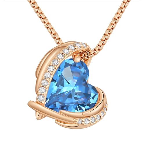 Image of CDE Necklaces for Women Pendant Jewellery, 925 Sterling Silver Brass Plating Rose Gold Gifts for Women Her Wife Girlfriend Anniversary Birthday Mothers Day Christmas (Brass Plating Rose Gold-03-Mar)