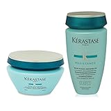 Kerastase Resistance Bain De Force Shampoo 8.5 and Masque Force Architecte 6.8 Duo, for Brittle, Very Damaged Hair, Split Ends. by Kerastase