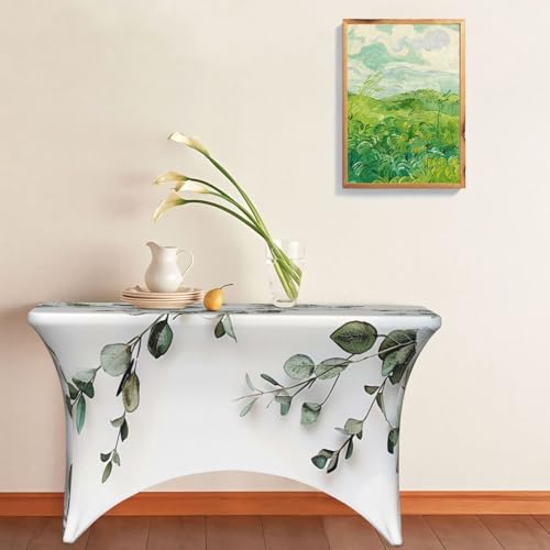 Nappe lavable 1,2m avec bords élastiques imprimée brindilles verdure blanche - 7