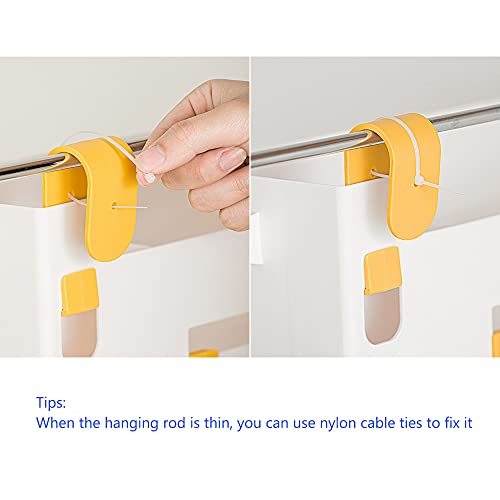 Poeland Bedside Hanging Storage Basket with Hooks Multi-function Organizer Caddy Remote Holder, Painted Solid Color - Image 4