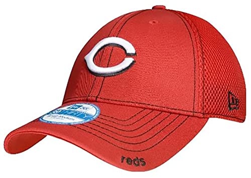 New Era MLB 39Thirty Neo Team Color Primary Logo Strech Fit Flex Baseball Cap Hat - Cincinnati Reds Red - Large-X-Large