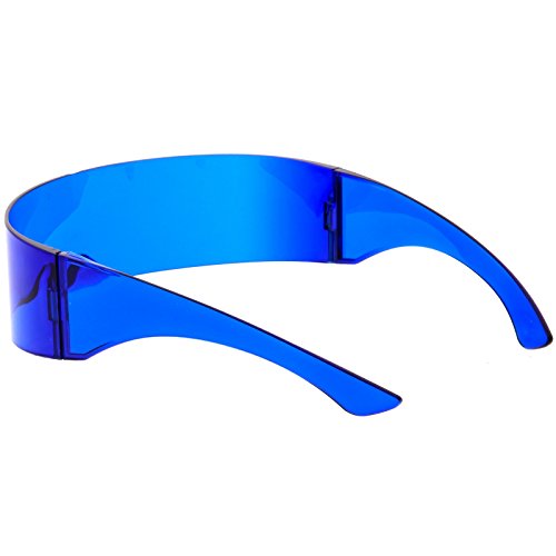 zeroUV - 80s Futuristic Cyclops Cyberpunk Visor Sunglasses with Semi Translucent Mirrored Lens Shield Sunglasses3