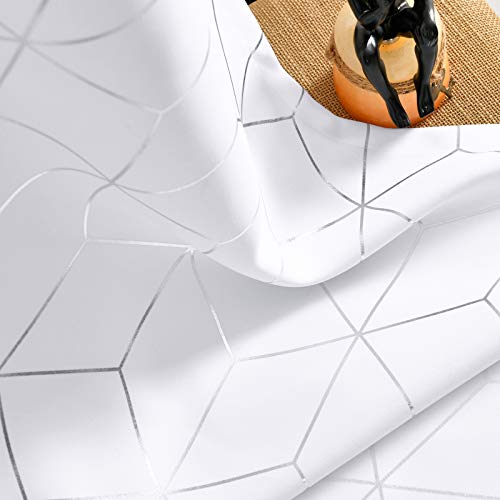 Jinchan Silver Solid Diamond Curtain Foil Print Grommet Room Darkening Soft Sturdy Thermal Insulated Shades For Teens Kids Bedroom Living Room Nursery 84 Inches Length 2 Panels White #TOP7