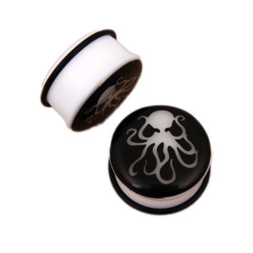 JewelryVolt Glow in The Black Light Octopus Acrylic Single Flare o Ring Ear Plugs AP-500
