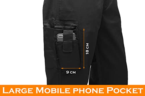 FNT Workwear Black Multi Pockets Men Cargo Combat Work Trousers Work Pants with Button & Zip Fly (34W / 29L, Black) - Image 5