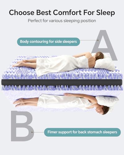 Image of ChiXpace Dual Layer 4 Inch Memory Foam Mattress Topper King - 2 Inch Gel Memory Foam and 2 Inch Pillow Top Mattress Pad, 7-Zone Egg Crate King Size Mattress Topper (Black-White)