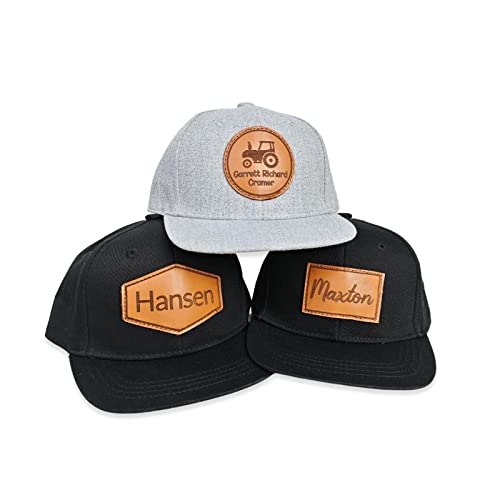 Custom Name Baby Baseball Cap - Personalized Infant Trucker Hat with Leather Patch Toddler Flat Bill Hat for Boys Ball Hat for Baby Kids Adult(Medium)
