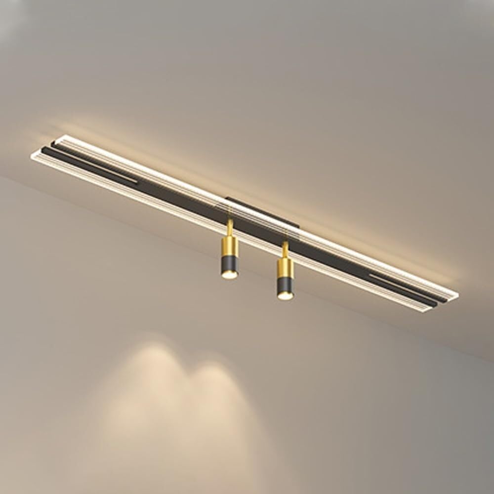 KXEcoLife LED Linear Ceiling Light with Spotlight Minimalist Aluminum Chandelier Lighting Fixture, Modern Close-to-Ceiling Lamp Long Strip Chandeliers for Living Room Corridor Bedroom (Color