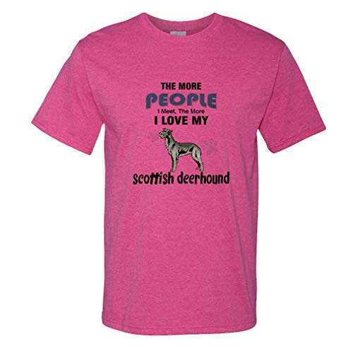 Custom Funny Graphic T Shirts for Men More People Meet Scottish Deerhound Dog Cotton Top Hot Pink Design Only Large