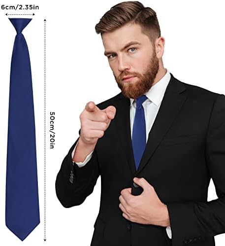 PROUSKY Mens Black Tie Clip On Tie with Clip Pre-tied Neckties Adjustable Matte Standard Security Tie