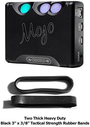 Chord Mojo Mobile DAC/Headphone Amplifier with 2 Thick Heavy Duty Black 3" X 3/8" EPDM Rubber Bands