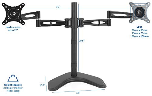 Vivo Dual Lcd Monitor Free Standing Desk Mount, Heavy Duty Fully Adjustable Stand Fits 2 Screens Up To 27 Inches (Stand-V002Z) #TOP1