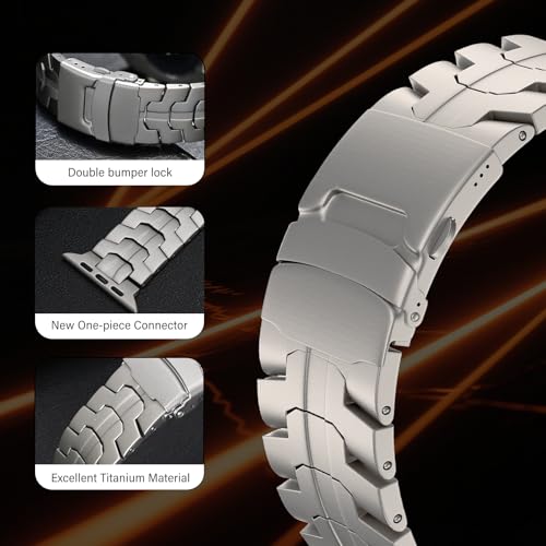 J NewJayson Titanium Watch Band Compatible with Apple Watch Ultra 2/1 Band 49mm 46mm 45mm 44mm iWatch Ultra Series 10/9/8/7/SE/6/5/4/3 for Men, with Secure Clasp, Titanium by J NewJayson - Used condition - Image 2