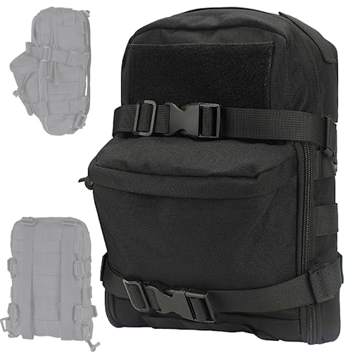 MOLLE Tactical Hydration Backpack,Molle Vest Accessory,1000D Nylon Lightweight Water Bladder Carrier Sundry Reservoir Bag (Black)