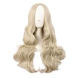 MapofBeauty 28 Inch/70 cm Long Wavy Curly Wig Fashion Full Hair Synthetic Cosplay Wig (Blonde)