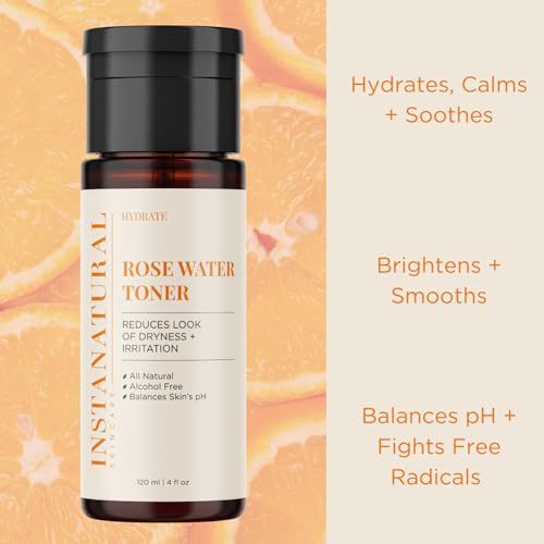 InstaNatural Organic Rose Water Face Toner, Hydrates, Soothes, Reduces Irritation and Redness, Alcohol Free, Rosa Damascena Flower Water, 4 Fl OZ - Thumbnail 3