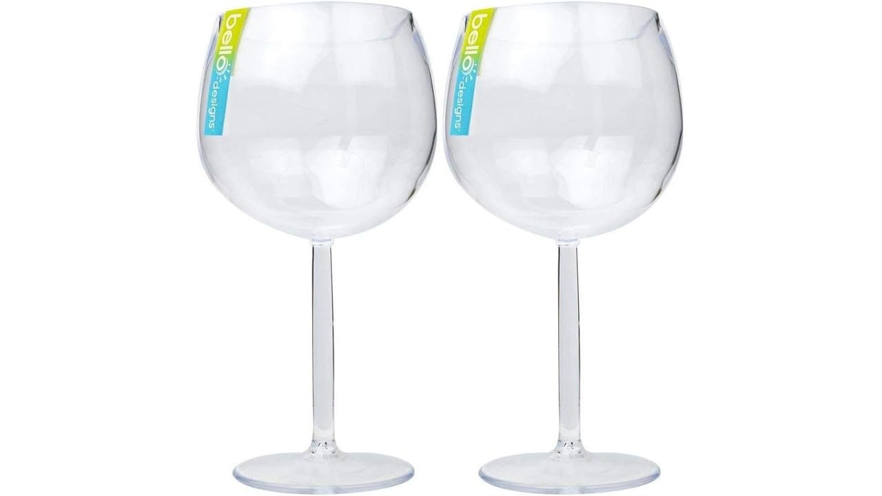Large Wine Glass Effect Plastic Glasses Reusable 600ml Also Used for Drinking Sherry and Gin and Has A Crystal Wine Set Effect (Set of 2) (Pack of 2) (2)