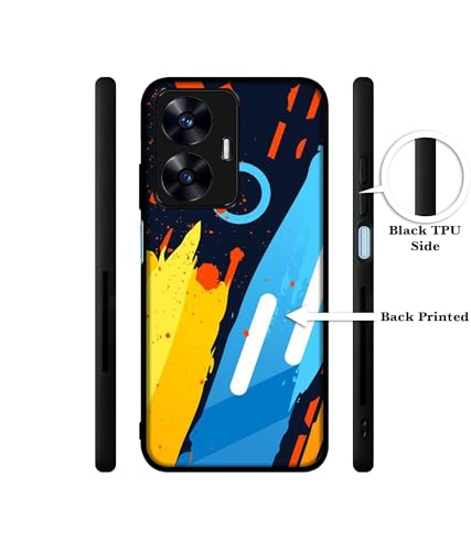 Image of Abstract Stripes Geometric Figures Design Premium 2D Printed Metal Back Case Cover for Realme C55 4G / Narzo N55 4G