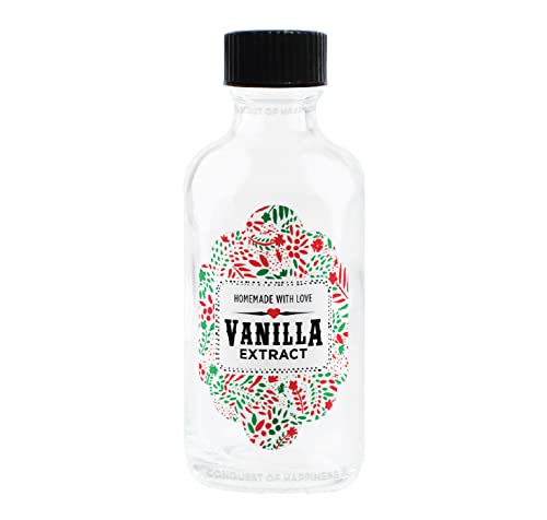 Homemade Vanilla Extract Labels With 2 Oz Bottles - With Love - Christmas Holiday - Handmade By Conquest Of Happiness | Pack Of 18 #TOP8
