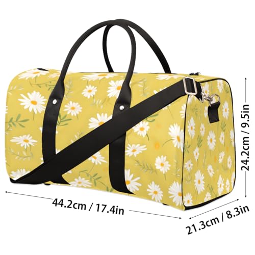 Daisy Travel Duffle Bag, Sports Gym Bags for Women Men, Carry On Weekender Overnight Bag, Spring Floral Workout Hospital Airplane Trips Bag4