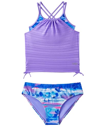 Angel season Girls Swimwear Teen Girl Tankini 2 Piece Swimsuit for Younth Bathing Suit Size 13-14 Two Piece Set Summer Beach Modest Swimsuit UPF 50+ Tween Swimming Suit Junior Tank Purple Hawaii