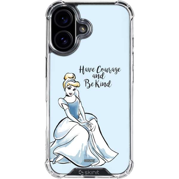 Skinit Clear Phone Case Compatible with iPhone 16 - Officially Licensed Disney Princess Cinderella Have Courage and Be Kind Art Design