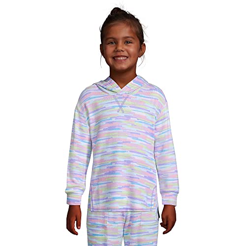 Lands' End Girls Ls Hooded Cozy Top Warm Lavender Painted Stripe Kids X-Large #TOP1