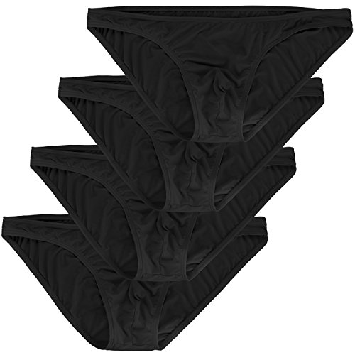 Adorneve Men Briefs Breathable Ice Silk Triangle Bikinis 4-packs Black