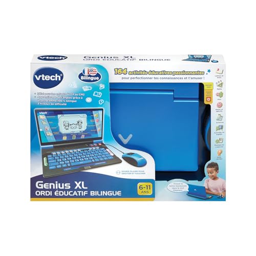 VTech Genius Ordi Éducatif Bilingue Ordinateur Enfant avec Écran LCD Clavier AZERTY et 164 Jeux Éducatifs du CP au CM2 Cadeau Enfant Dès Contenu en Français et Anglais - vue 7