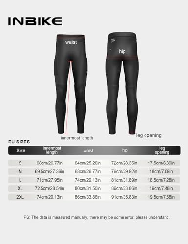 INBIKE Calça de ciclismo acolchoada 3D para homens, calça de ciclismo forrada com lã, meia-calça tér