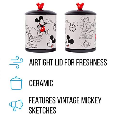 Silver Buffalo Vintage Mickey Mouse Sketches Ceramic Canister Snack Cookie Jar (Large) #TOP1