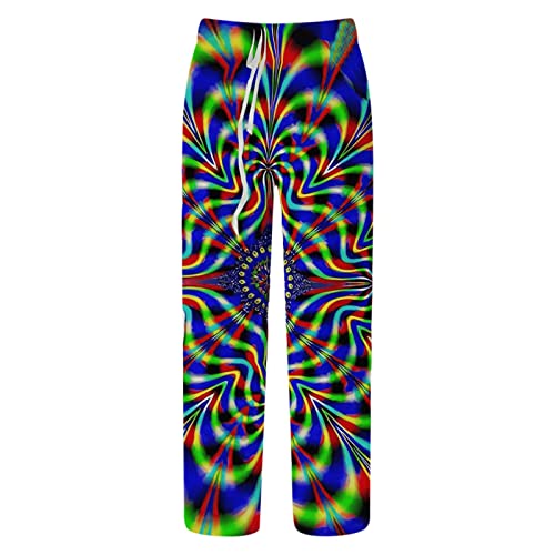 Pantalon en lin imprimé homme avec poches taille élastique coupe droite décontractée loisirs