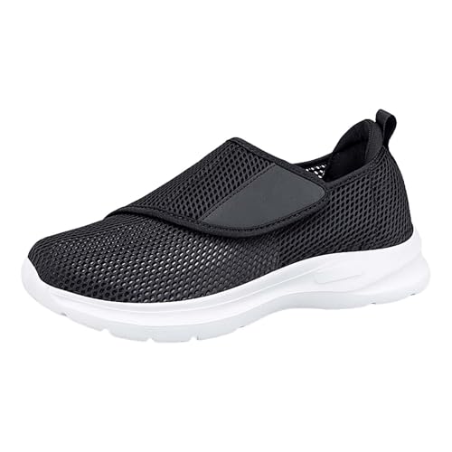 Zapatillas de correr para hombre y mujer, sin cordones, antideslizantes, transpirables, informales, de malla, ligeras, de verano, fitness, correr, caminar, para parejas, gris oscuro, 44 EU