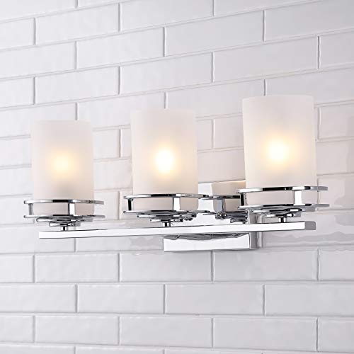 Image of JONATHAN Y Fairfax 3-Light Bathroom Vanity Light 23 inch Metal /Glass, Chrome