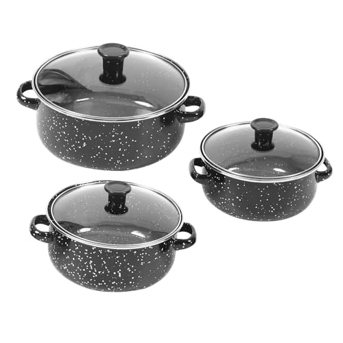 BRIGHTFUFU 1Set Enamel Saucepan Stockpot with Lid Kitchen Cookware Cooking Pot for Home Use Versatile Stock Pot for Soups and Stews