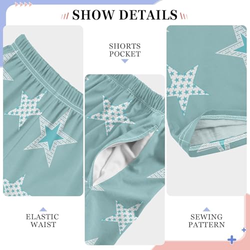 Boys' Pants Framed Light Green Stars Long Bottoms Jogger Pants Elastic Waist Trousers with Pockets S-XL4