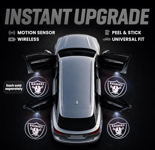 Image of LED Car Door Light - Officially Licensed NFL Wireless Projector - Show Your Team Pride - Battery Powered, Easy Install