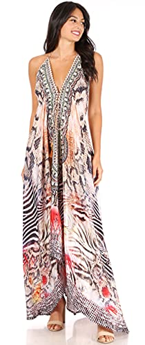 Image of Sakkas Lizi Womens Maxi High-Low Halter Handkerchief Long Dress Beach Party
