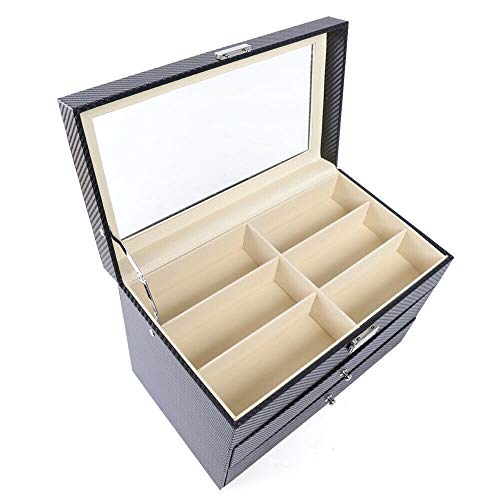 WUPYI2018 Brillenbox zur Aufbewahrung von 18 Brillen, Brillendisplay Brillenorganizer Brillenaufbewahrung mit Schaufenster aus Glas Präsentation Showcase, 35 x 21 x 24.5 cm Cover