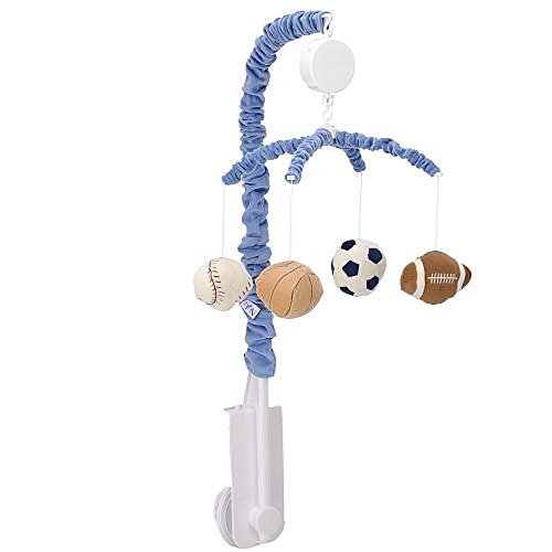 Image of NoJo Play Ball Musical Mobile, Navy/Red/Indigo/Ivory/Brown