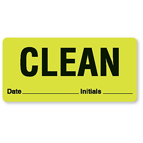 "Clean" Label Fluorescent Green 4"W x 1.875"H