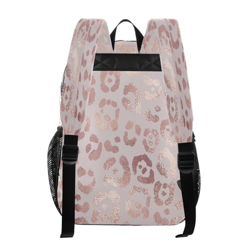 Clear Backpack Transparent School Backpack Heavy Duty PVC Bookbag Leopard Print Cheetah Rose Gold for Stadium Events and Concert Work Sport Event Heavy Duty3
