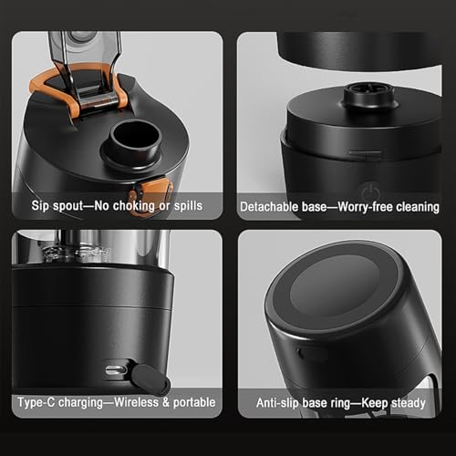YOHOABSER Electric Protein Shaker Bottle with Storage, 22oz Automatic Stirring Shaker Cup, USB-C Rechargeable, BPA-Free Tritan, Leak-Proof Mixer for Gym and Travel(Black) — view 5