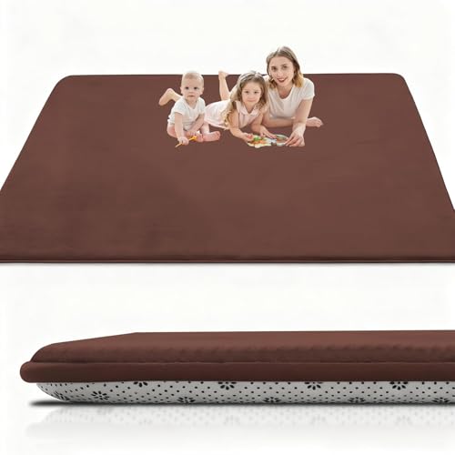 Taxestmy Alfombra De Habitacion Bebe Alfombra Bebe Gruesa 2cm Antideslizante Alfombra Habitación Infantil de Juego Bebe Claro Terciopelo Coral para Sala de Juegos, Guardería 200 x 320 cm Marrón