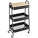 HOMCOM Desserte Chariot de Rangement en Acier à roulettes avec 3 Niveaux, Plateau MDF, poignées dim. 45L x 31l x 79,4H cm