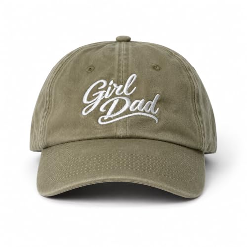 JZYEGSW Girl and Dad Hat for Men Washed Cotton Adjustable Baseball Cap with White Script Embroidery