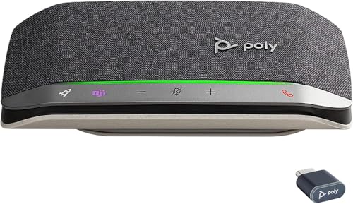 Poly Sync 20+ Persönlicher, tragbarer Bluetooth-Konferenzlautsprecher (Plantronics) – Echo-/Rauschunterdrückung – USB-C-Bluetooth-Adapter, Kompatibel: Teams (zertifiziert), Zoom, PC, Mac, Mobiltelefon