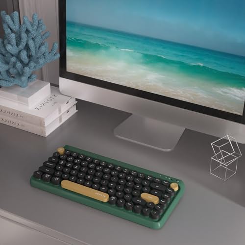 Image of UBOTIE Portable Bluetooth Colorful Computer Keyboards, Wireless Mini Compact Retro Typewriter Flexible 84Keys Design Keyboard